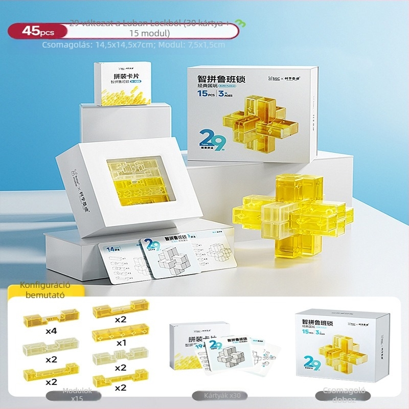 Kongming Lock és Luban Lock Oktatási 3D építőjáték, DIY, 7–14 évesek, műanyag