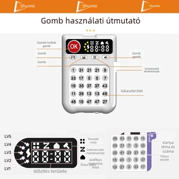 Kézben tartható Schulte-grid edzőeszköz memória- és koncentrációfejlesztéshez – ABS, Zene/Hang, Érintésre reagáló, 7–14 évesek, Korai nevelés