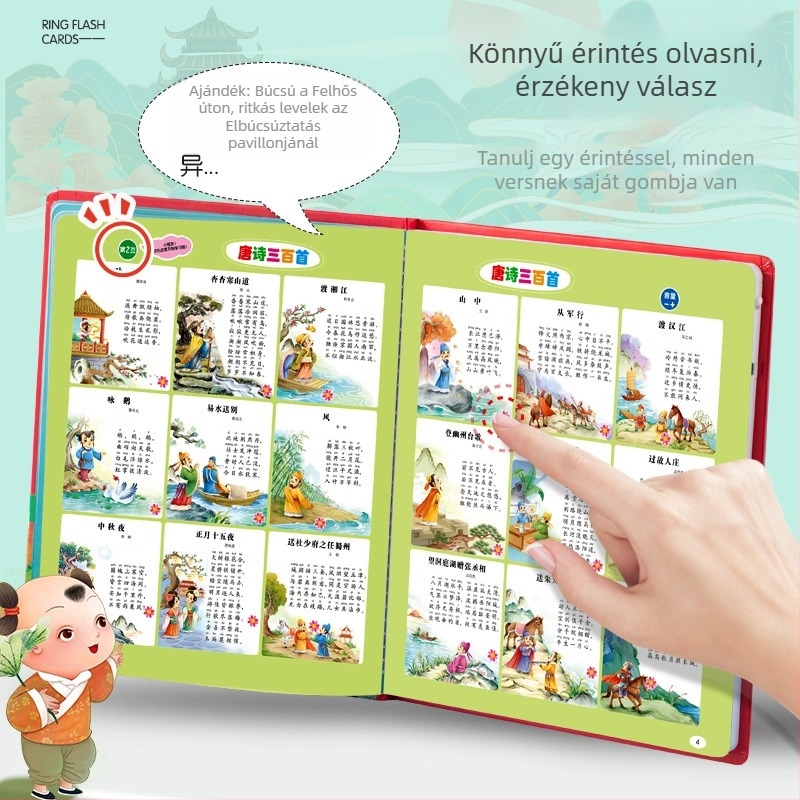 Pont olvasó toll Tang Poetry 300, korai oktatás hangos irodalom, USB töltés, 0–3 éveseknek