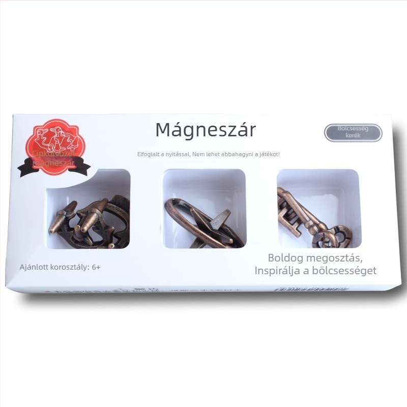 Cinkötvözetű mágikus zár - 3 részes készlet, DIY feloldás, Kong Ming zár / Luban zár, 15–35 éveseknek