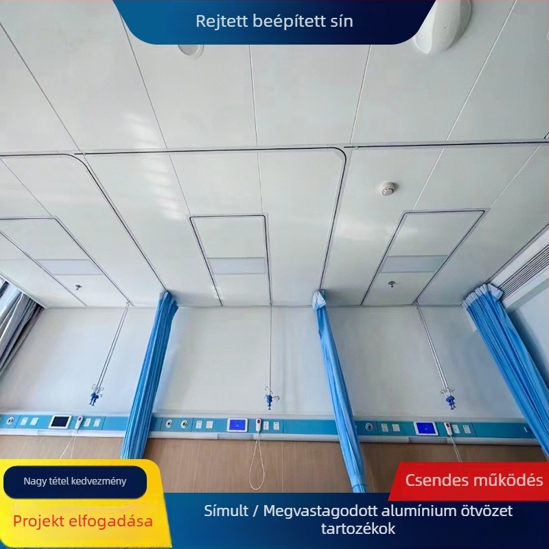 Orvosi rejtett sín a függönyhöz, U-formájú elválasztó – alumíniumötvözet, modell 001, felületkezelés: oxidáció/keny gyöngy bevonat, modern minimalista stílus, alkalmas kórházak, klinikák és szépségszalonok számára
