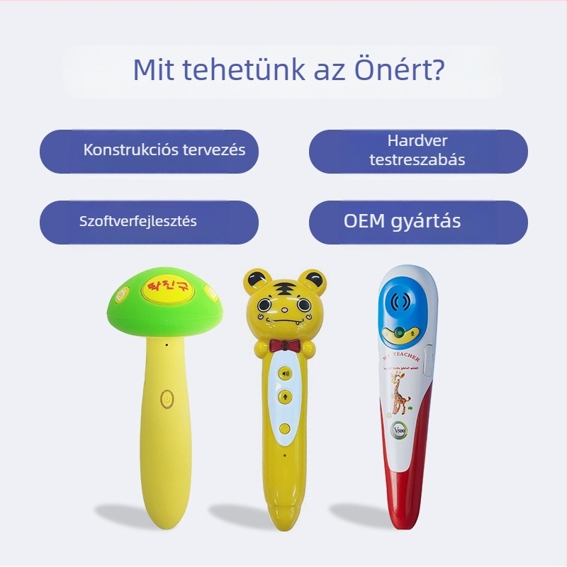 Bluetooth oktatási autó játék interaktív olvasó tollal, videókártya-támogatás és szülő-gyermek játékok; felvétel és MP3 lejátszás; 4–8 GB memória; újratölthető