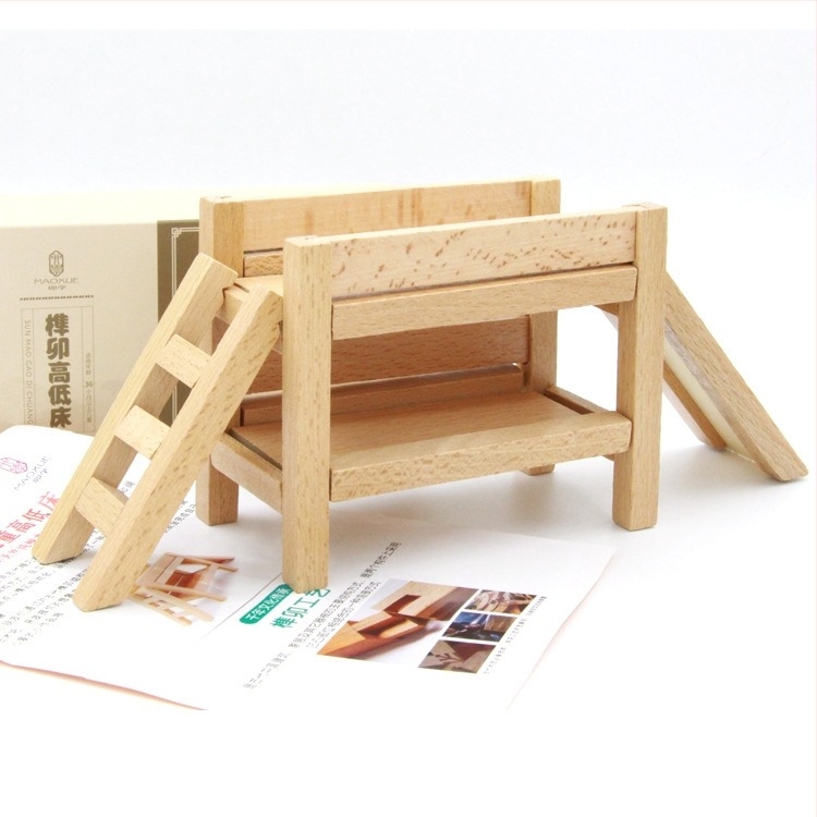 Fából készült gyerekeknek szóló puzzle-játék Mortise–Tenon illesztésekkel, Luban Lock DIY házikó modell, építőblokkok 4–6 éveseknek
