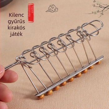Kilenc összekapcsolt gyűrűkből álló fejtörő – fém játék 7–14 éveseknek