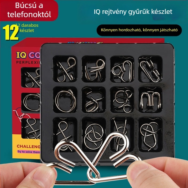 Moxu fém Kongming zár 12-darabos puzzle az intelligencia fejlesztésére