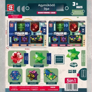 Átlátszó puzzle-zár műanyagból Luban mechanizmussal, 7–14 éveseknek, csomagolás: színes doboz.