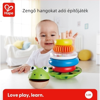 Hape Frog Ring Fa gyűrűs fa torony – kognitív fejlődés, lótuszfából, kilenc gyűrű, 0–3 éveseknek