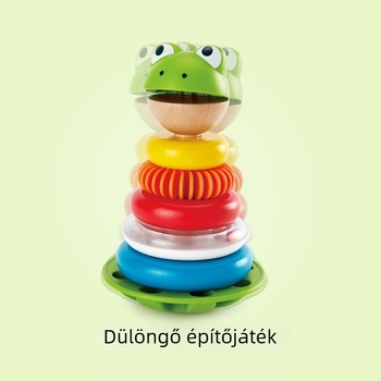 Hape Frog Ring Fa gyűrűs fa torony – kognitív fejlődés, lótuszfából, kilenc gyűrű, 0–3 éveseknek