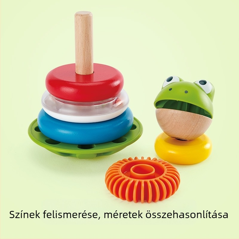 Hape Frog Ring Fa gyűrűs fa torony – kognitív fejlődés, lótuszfából, kilenc gyűrű, 0–3 éveseknek