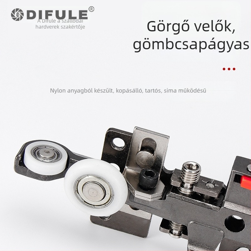 Csúszóajtó hardver készlet: láthatatlan sínvezető, kétirányú csillapító, horganyzott ötvözet, modell DFL-GC010, Ding Fule, modern letisztult stílus