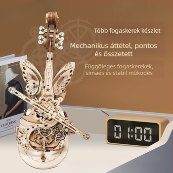 Fából készült hegedűépítő blokkok, kézzel készített, angyal-szárny dizájn, zeneműdoboz, kínai stílus