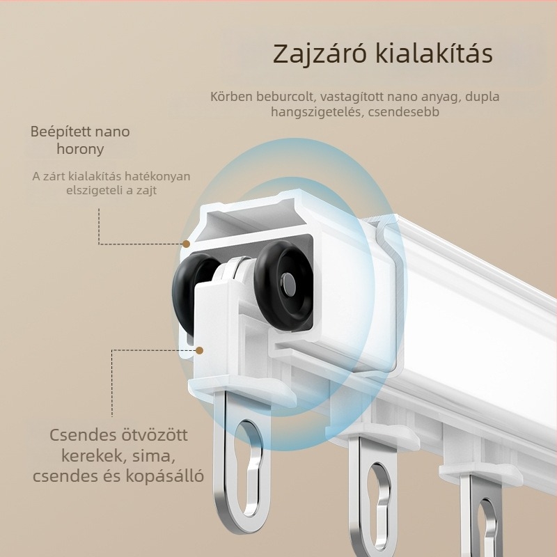 Canhong vastagított, csendes függöny sín cinkötvözetből, teherbíró görgőkkel – korrózióálló, rozsdamentes