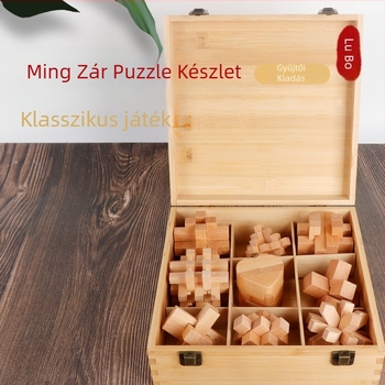 Kongming Lock fa kilenc darabos készlet – oktató játék 4–6 éves gyermekeknek