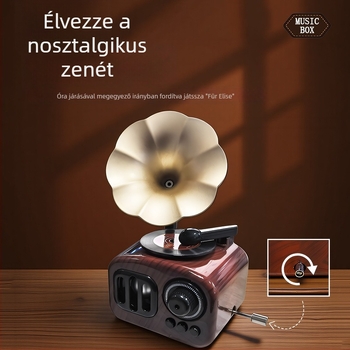 Muzikális doboz gramofon mini kézi hajtású – nappalira nosztalgikus dísztárgy (Márka: Enmei; Anyag: Műanyag; Stílus: Klasszikus; Gyártási eljárás: Injection molding)