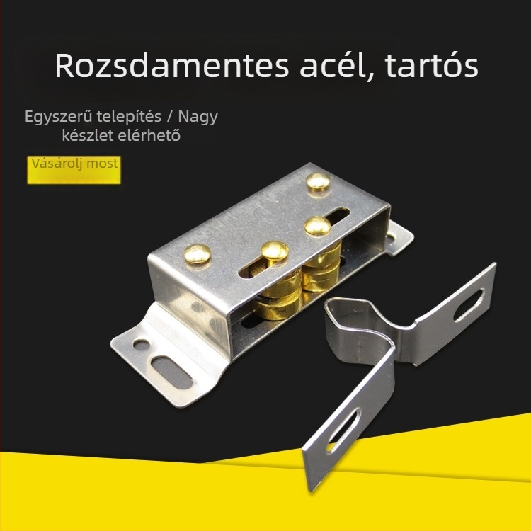 Rozsdamentes acél szekrényajtó hardver érintő mechanizmussal, falra szerelhető, kártyatípusú, kézi működtetés, modern egyszerű stílus