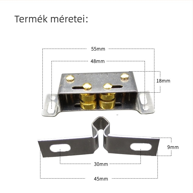Rozsdamentes acél szekrényajtó hardver érintő mechanizmussal, falra szerelhető, kártyatípusú, kézi működtetés, modern egyszerű stílus