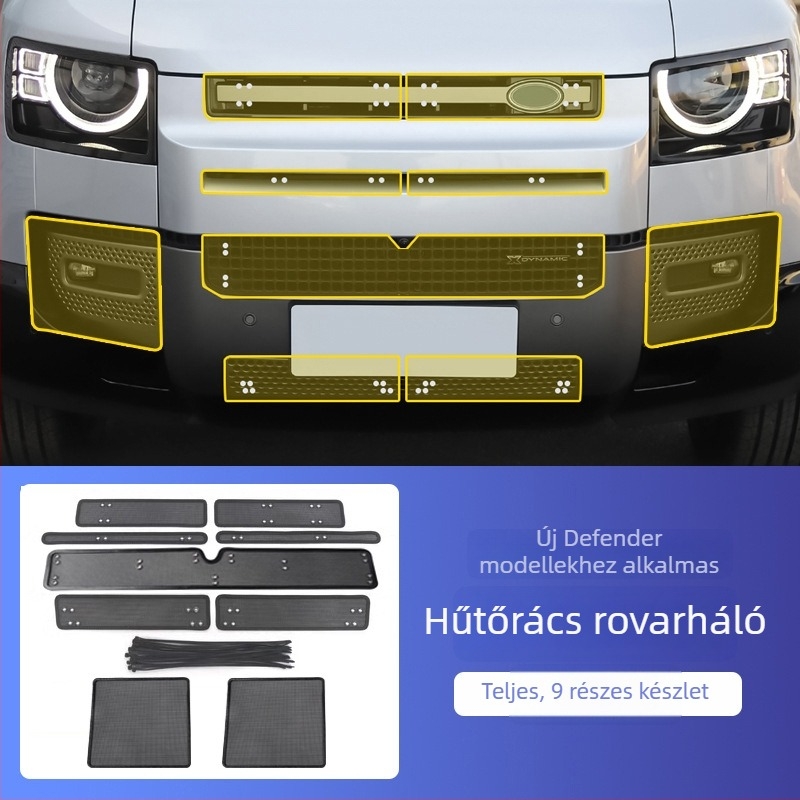 Land Rover Defender 110 (2020–2025) védőháló a hűtőradiátorra, rovar- és porvédelem, rozsdamentes acél.