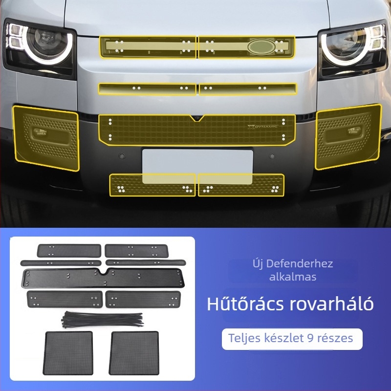 Land Rover Defender 110 (2020–2025) védőháló a hűtőradiátorra, rovar- és porvédelem, rozsdamentes acél.