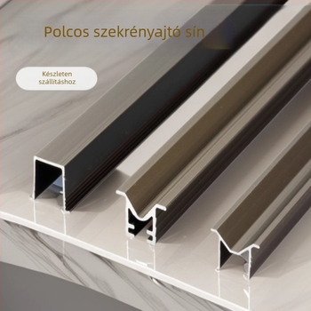 Alumínium ötvözetből készült csúszóajtó sínes készlet felső és alsó sínnel (Modell B77) garderoba számára — modern letisztult stílus