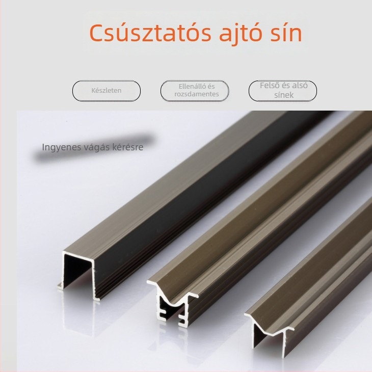Alumínium ötvözetből készült csúszóajtó sínes készlet felső és alsó sínnel (Modell B77) garderoba számára — modern letisztult stílus
