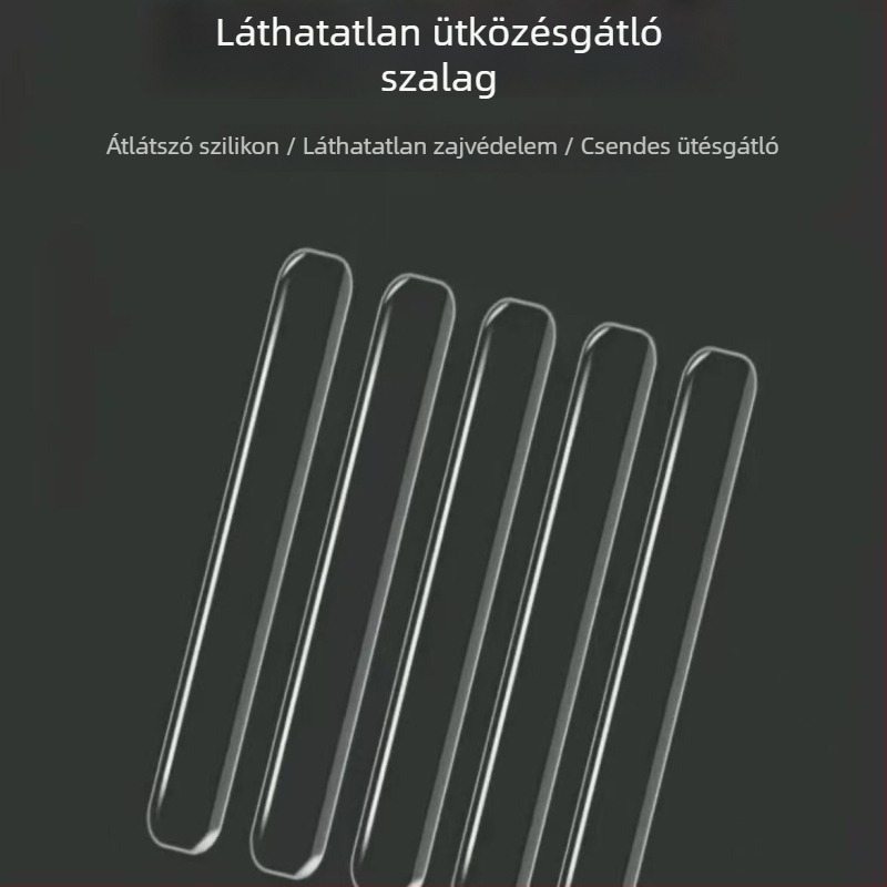 Átlátszó szilikon ajtóvédő, ütközés elleni, falra szerelhető, fúrás nélkül