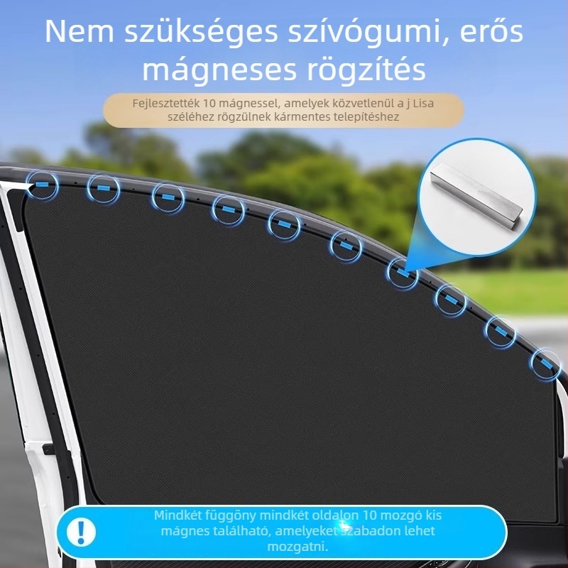 Autó napvédő előre és hátra szélvédőkhöz, mágneses rögzítés, titán ezüst anyag, logó nyomás elérhető