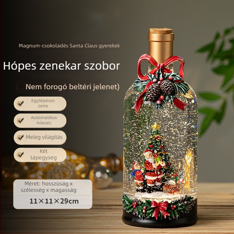 Zeneszenei doboz LED-hópelyes kristálygömbbel – Oberly, műanyag, modern stílus, festett és gravírozott