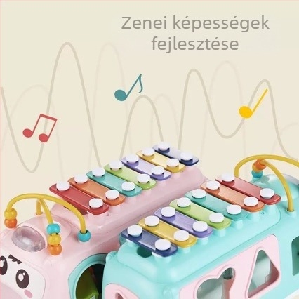 Műanyag kézi ütőhangszer gyerekeknek 4–6 éveseknek, nyolc tónusú, multifunkciós játékautó, interaktív oktató játék