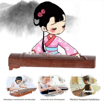 Gyerekeknek készült Guzheng/Guqin stílusú asztali hangszer – játszható etnikus húros játék 4–6 éveseknek, műanyagból, kéz- és szem-koordináció fejlesztése