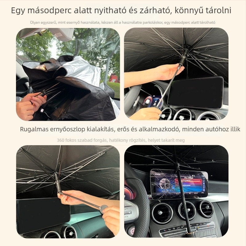 Autó napellenző Cartoon Wind mintával (Doodle Girl), alumíniumfólia, teleszkópos szerelés, 400 g, logó nyomtatás