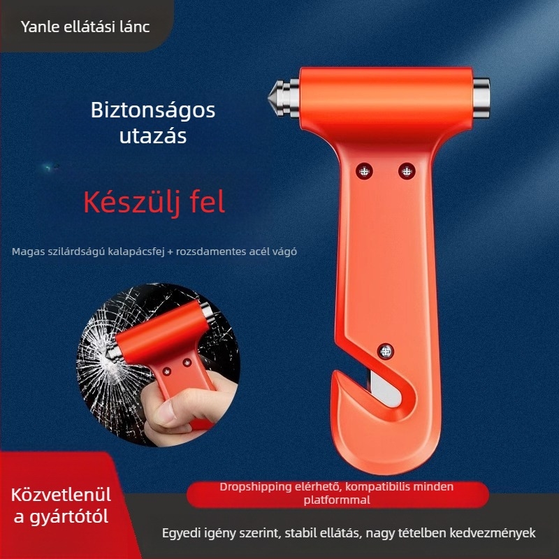 Autóablak törő kalapács, hordozható vészhelyzeti kalapács, rozsdamentes acél, multifunkcionális autóbiztonsági eszköz