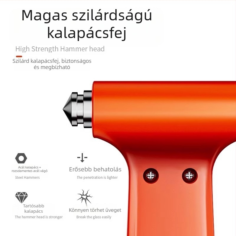 Autóablak törő kalapács, hordozható vészhelyzeti kalapács, rozsdamentes acél, multifunkcionális autóbiztonsági eszköz
