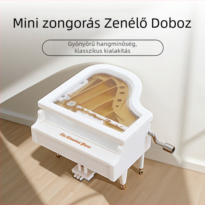 Enmei műanyag zongorás zenemű doboz, kézzel forgatható dekoratív játék gyerekeknek — születésnapi ajándék, egyszerű, modern stílus