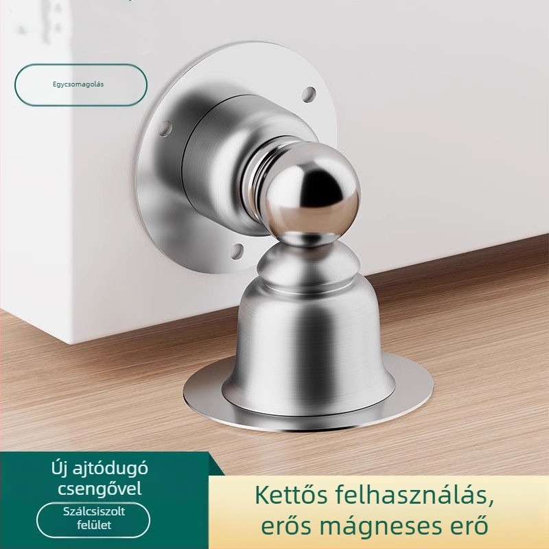 Rozsdamentes acél ajtóstop – fúrásmentes, kétfunkciós felhasználás ajtóhoz és padlóhoz, ütközésvédő