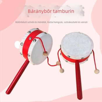 Gyermekeknek tamburin — Orff-stílusú hangszer, kétoldalas csattogó, báránybőr