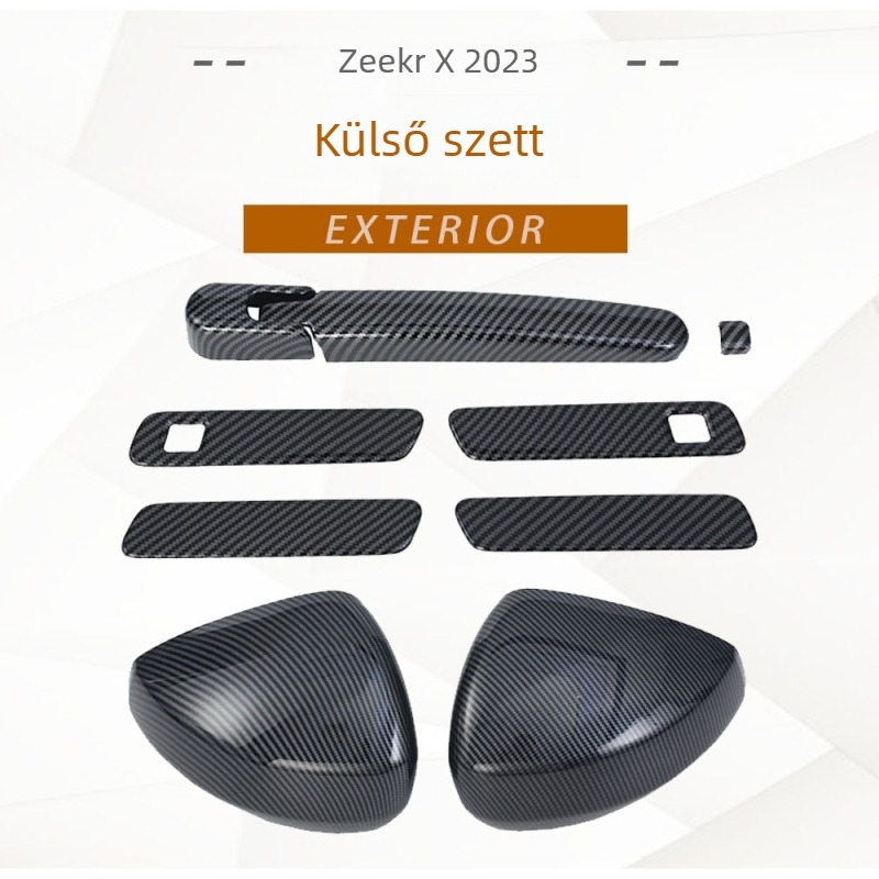 Dekorációs külső készlet Zeekr X 2023-hoz: visszapillantó tükörfedél, ajtókilincs díszítő elem és üzemanyag-tank sapka