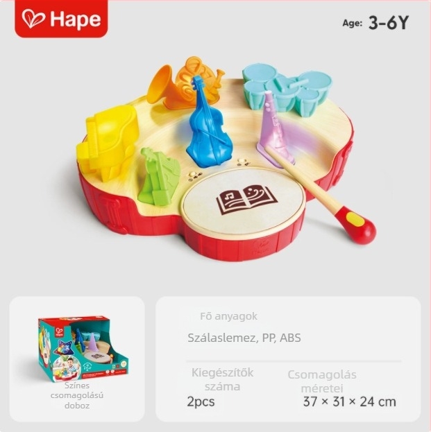 Fából készült nyugati ütőhangszerek gyerekeknek – zenekari dirigens játék, korai oktatás (Anyag: fa; Kategória: nyugati ütőhangszerek; Kor: 4–6 év; Fejlesztés: kéz- és agykoordináció)