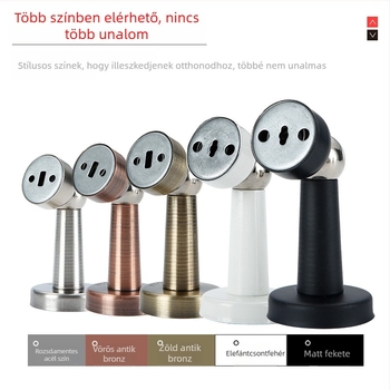 Rozsdamentes acél ajtó stopper, falra szerelhető, automatikus működés, csiszolt felület, modern minimál stílus