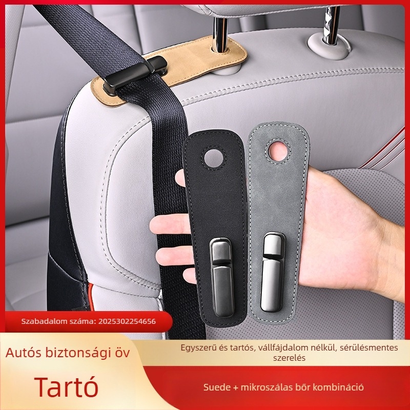 Autóbiztonsági öv rögzítő – bőr és fém kivitelezés; Laihu; logó nyomtatás elérhető; testreszabás: igen