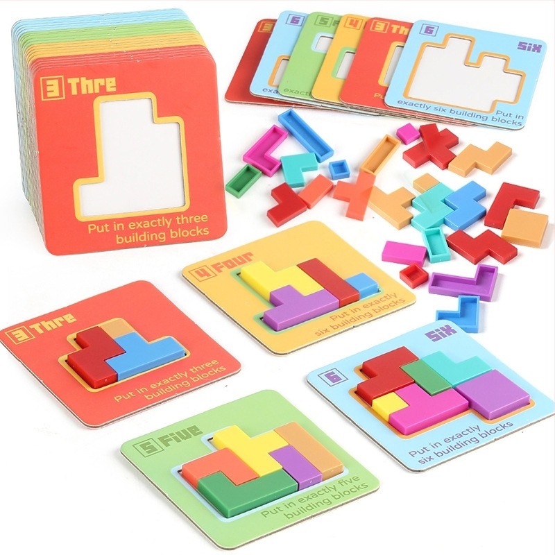 Tetris kirakóblokkok, szülő-gyermek interaktív oktató játék (ABS anyag, 4-6 évesek számára, OEM logó elérhető)