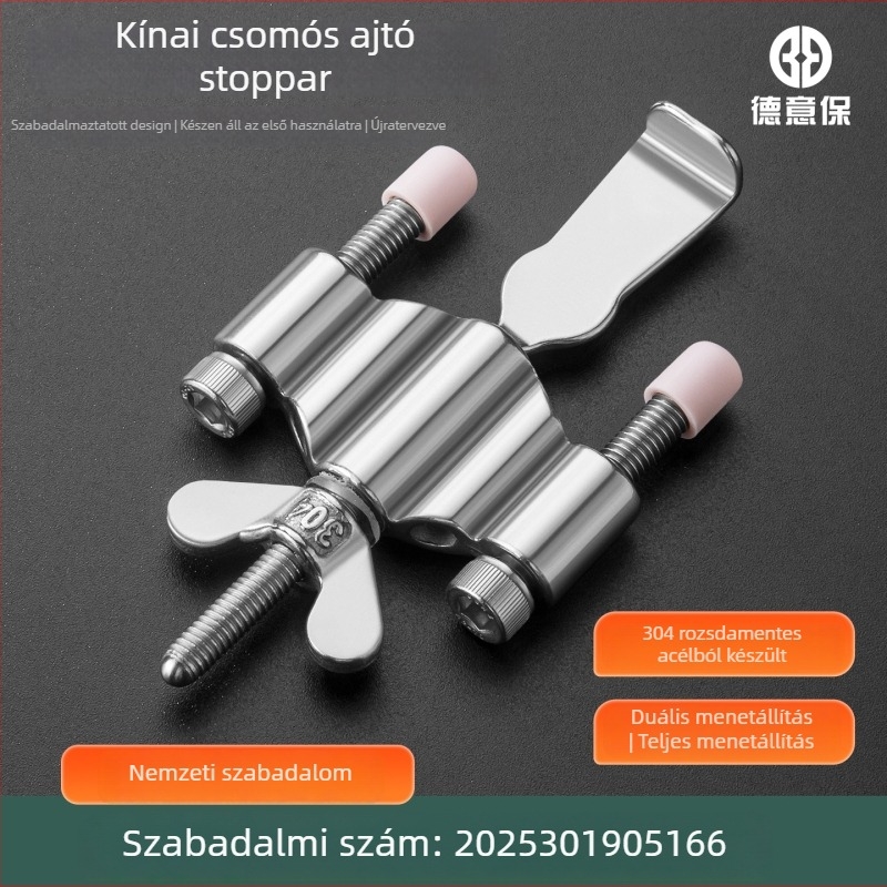 Hordozható ajtóstopper 304 rozsdamentes acélból, befelé nyíló hotelajtókhoz, fúrás nélküli felszerelés, polírozott felület, márka Deyibao