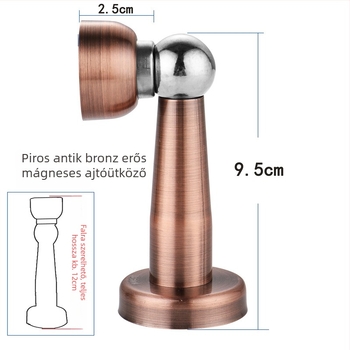 Rozsdamentes acélból készült vastagított és magasított ajtó stopper, falra és padlóra szerelhető, perforált mágneses ajtó tartó, 12 cm, fekete bronz arany színben