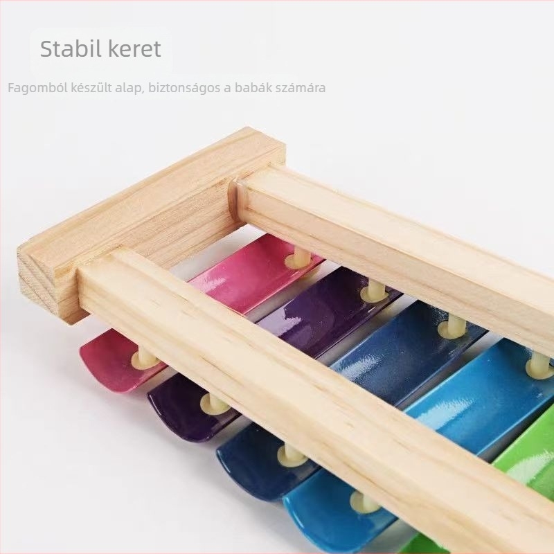 Nyolctónusú xilofon – kézi ütőhangszer, fa játék gyerekeknek 4–6 évesek, korai zenei nevelés