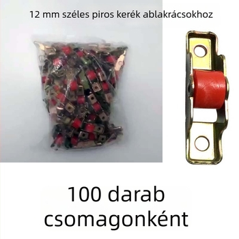 12 mm szélességű sík görgő műanyag-vasból készült képernyőhöz, kis piros görgő, sík kerék a csúszó képernyőajtókhoz