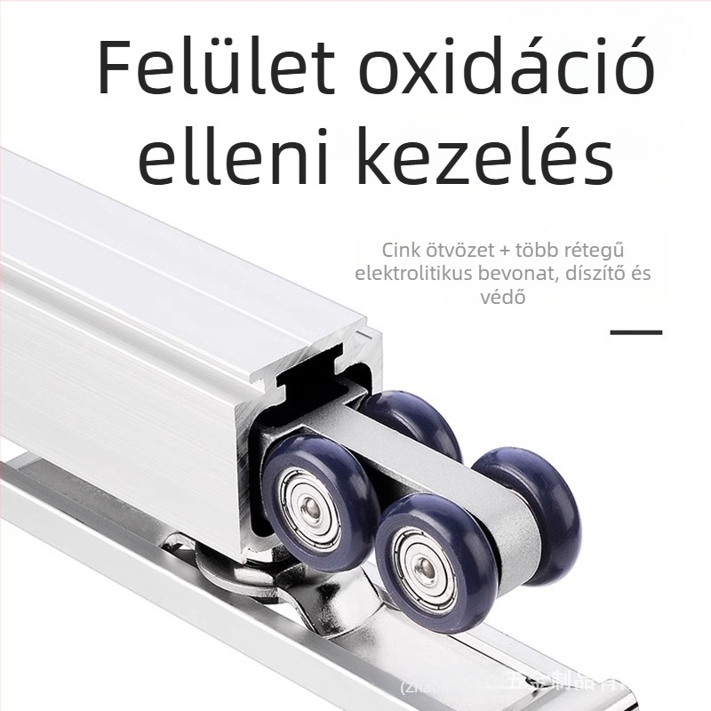 Fából készült ajtó függő kereke csúszóajtókhoz – sín a csúszó ajtókhoz, kétirányú buferrel, cinkötvözet, 80 kg terhelhetőség, modell 1104, márka SITAING