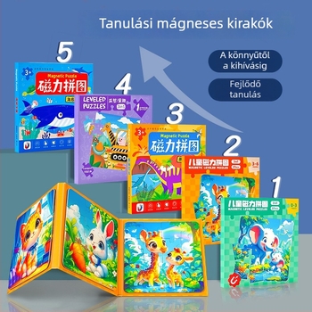 DIY mágneses puzzle 0–3 éveseknek, papíralapú síkpuzzle, kartondobozos csomagolás