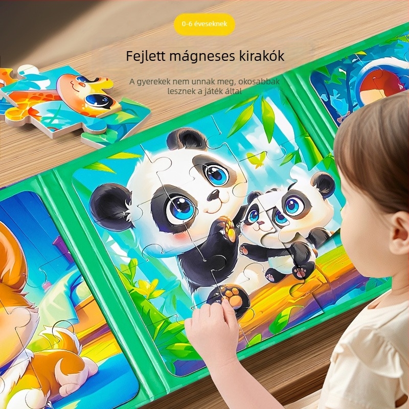 DIY mágneses puzzle 0–3 éveseknek, papíralapú síkpuzzle, kartondobozos csomagolás