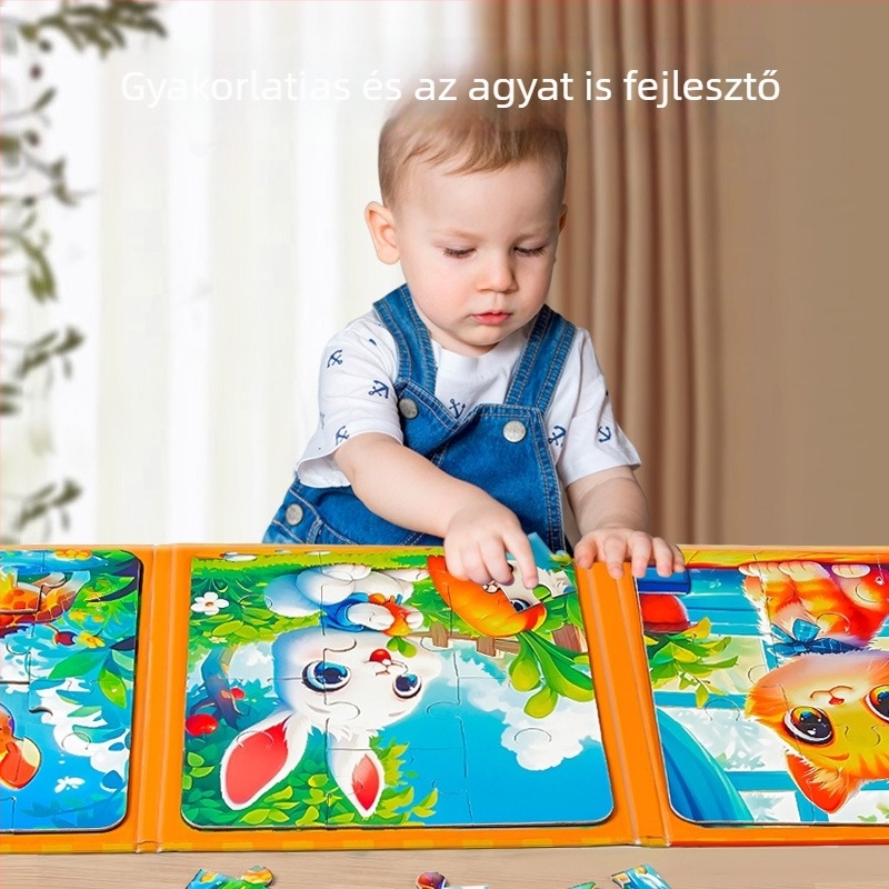 DIY mágneses puzzle 0–3 éveseknek, papíralapú síkpuzzle, kartondobozos csomagolás