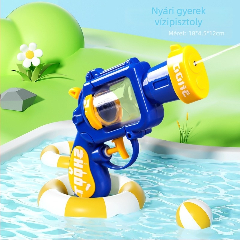 Gyerekeknek szóló revolver-stílusú vízipisztoly, műanyagból, 4–6 éveseknek