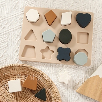 Szilikonból készült 3D puzzle játék gyerekeknek 0–3 éveseknek, oktató és rágó, Montessori családi tanulás